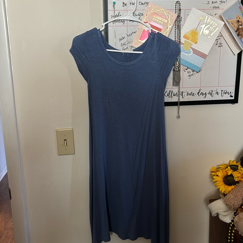 Pinc Brand Dress Blue, Shift Crew Neck Short Sleeve, Size S
